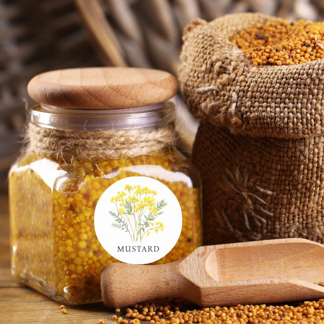 Herb Mustard Watercolor Runder Aufkleber (Herb Mustard Watercolor Classic Round Sticker)