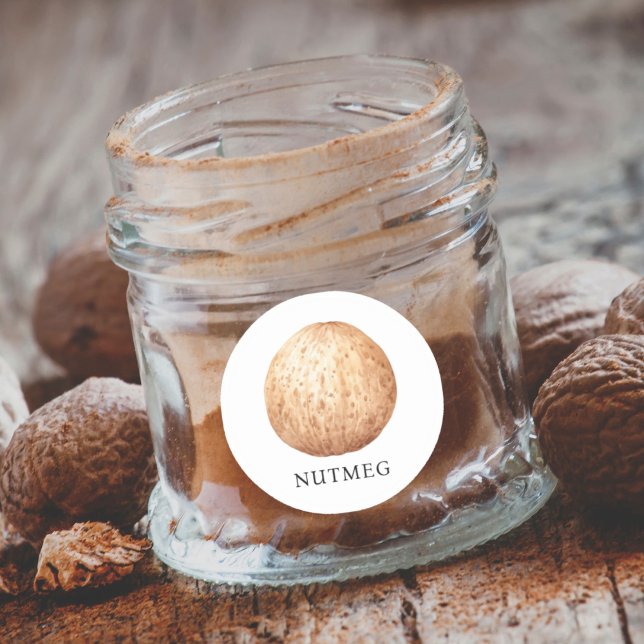 Herb Nutmeg Watercolor Runder Aufkleber (Herb Nutmeg Watercolor Classic Round Sticker)