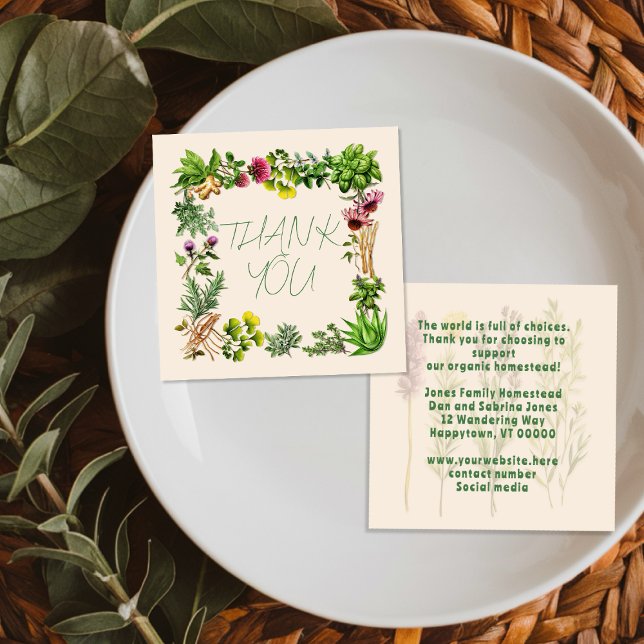 Herbal Goodness Small Thank You Customer Insert Quadratische Visitenkarte (Von Creator hochgeladen)