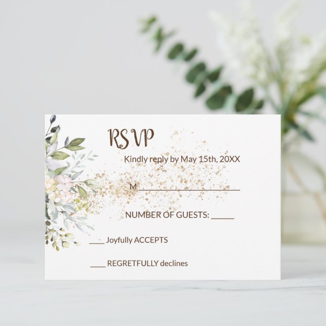 Herbal Greenerity UAWG Wedding Response Card RSVP Karte (Stehend Vorderseite)