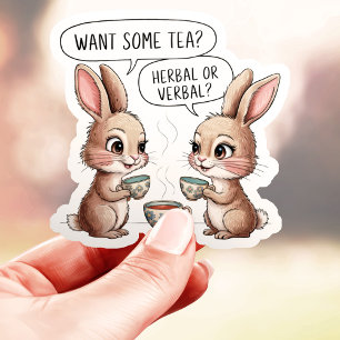 Herbal oder verbal Tea Bunnies Aufkleber