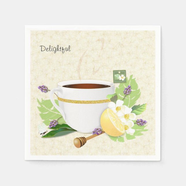 Herbal Tea Lemon Lavender Floral | Vielen Dank Serviette (Vorderseite)