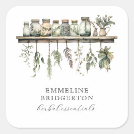 Herbalist Botanical Apothecary Product  Quadratischer Aufkleber