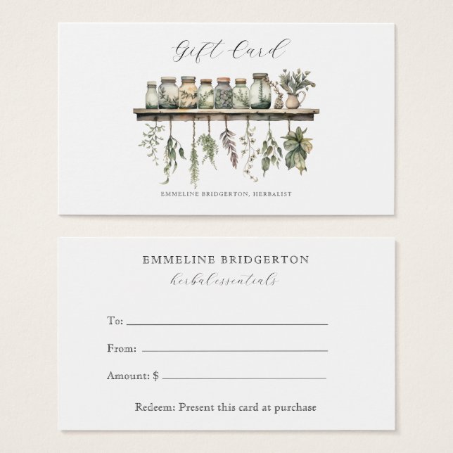 Herbalist Gift Certificate (Vorne & Hinten)