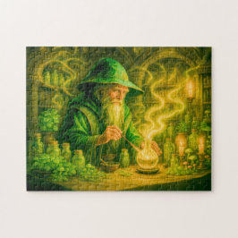 Herbalist mage in mystical oil painting puzzle