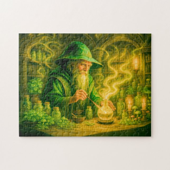 Herbalist mage in mystical oil painting puzzle (Horizontal)