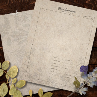 Herbariumpflanzenspecimenblatt altes Papier Briefbogen