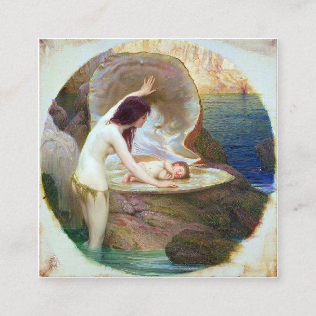 Herbert James Draper - A Water Baby 1900 Quadratische Visitenkarte (Vorderseite)