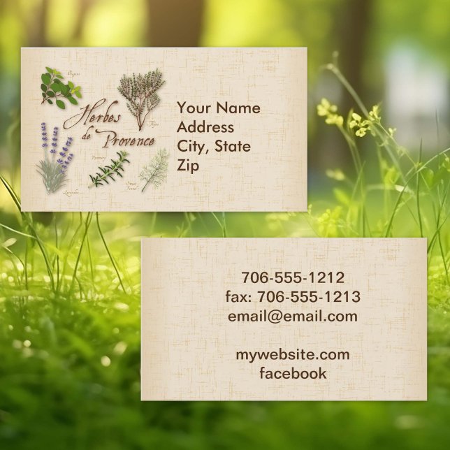 Herbes de Provence Business Card Visitenkarte (Herbes de Provence Business Card. Personalize with your custom text. )