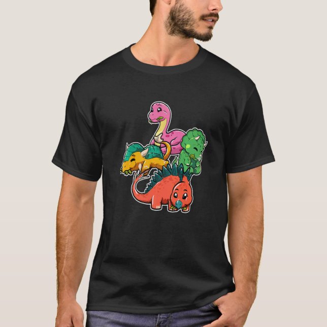 Herbivore Dinosaurs Triceratops Apatosaurus Stegos T-Shirt (Vorderseite)