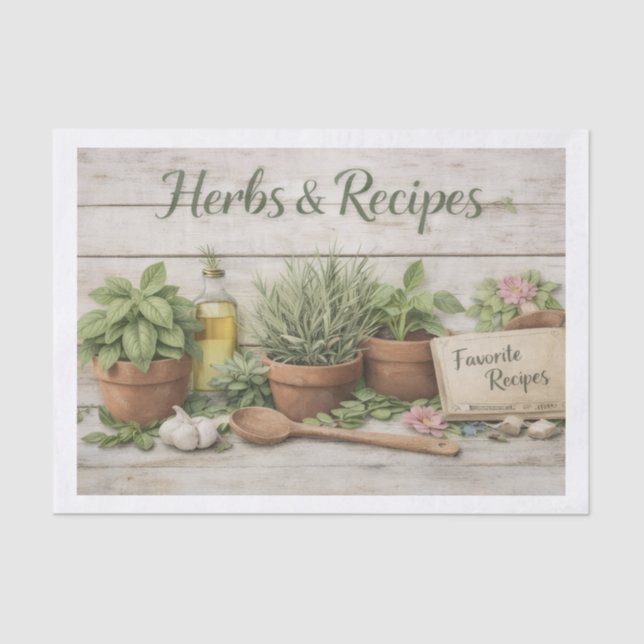 Herbs and Recipes Decoupage Paper  Seidenpapier (Vorderseite)