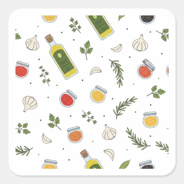 Herbs and Spices Pattern Design Sticker (Vorderseite)