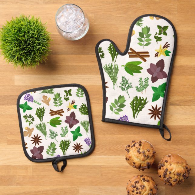 Herbs   ofenhandschuh & Topflappen-Set (Oben Unten)