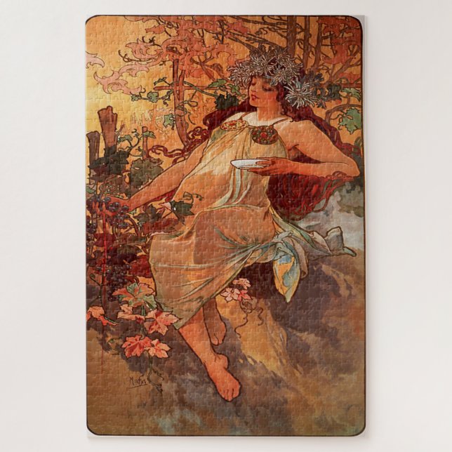 Herbst 1896: Ein Jugendstil von Mucha Puzzle (Vertikal)