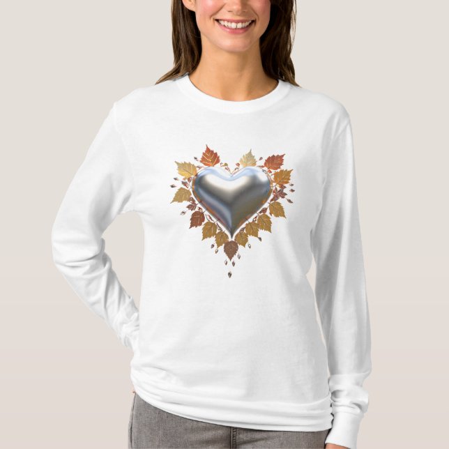 Herbst 3D Herz T-Shirt (Vorderseite)