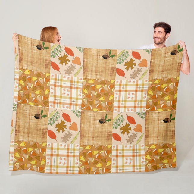 Herbst 4 Ecken 1 Design Fleecedecke (Beispiel)