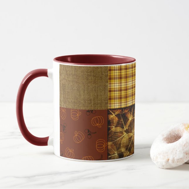 Herbst 4 Ecken 2 Designerfarben Tasse (Mit Donut)