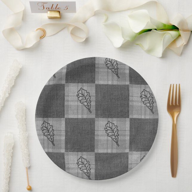 Herbst 4 Ecken Gray Tones Abendessen Plate Pappteller (Hochzeit)