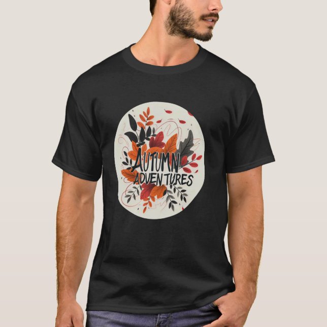 Herbst Abenteuer Kostüm mit fallender bunter Le T-Shirt (Vorderseite)