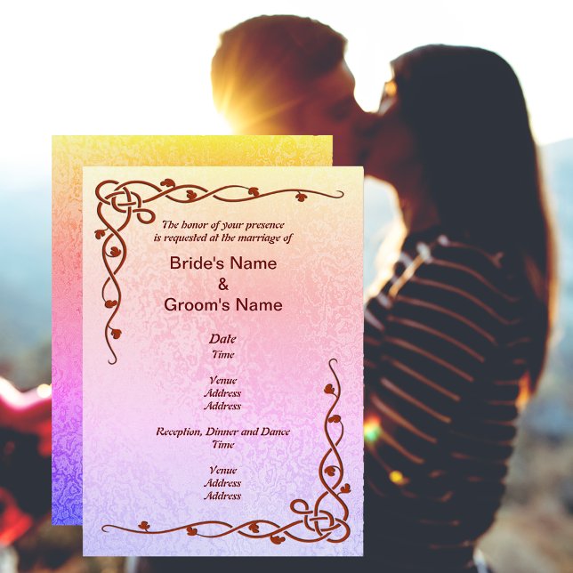 Herbst Abstrakt Shimmer Farben Rosa Lila Hochzeit Einladung (Autumn Abstract Shimmer Colors Pink Purple Wedding Invitation)