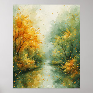 Herbst Abstrakt Wasserfarben Kunst Poster