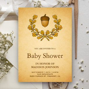 Herbst Acorn Eiche Blätter Kinderdusche Einladung