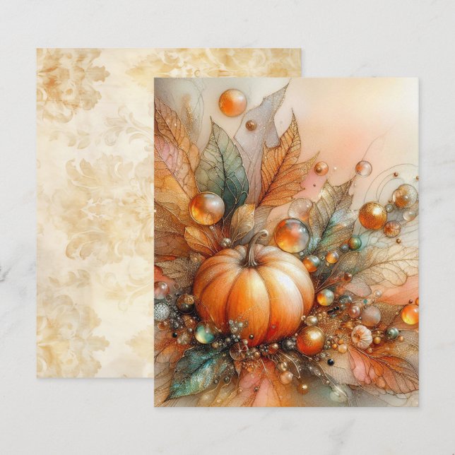 Herbst-Ahorn-Kürbis-Scrapbook-Papier (Vorne/Hinten)
