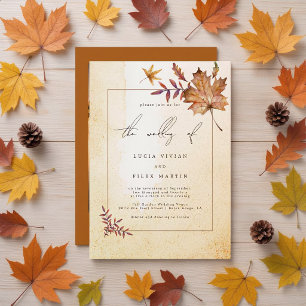 Herbst-Ahornblatt-Aquarell-Foto-Hochzeit Einladung