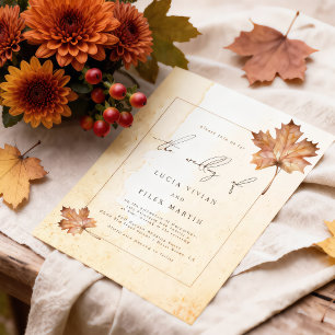 Herbst-Ahornblatt-Aquarell-Hochzeit Einladung