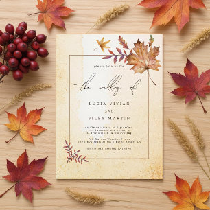 Herbst-Ahornblatt-Aquarell-Hochzeit Einladung