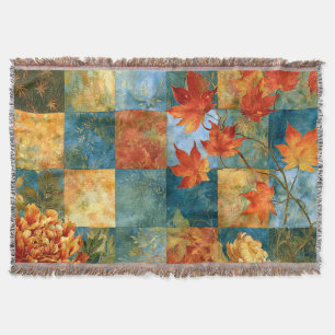 Herbst-Ahornblatt-Botanischer Patchwork Decke