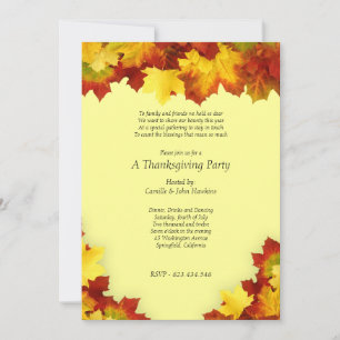 Herbst-Ahornblatt-Einladung zur Thanksgiving-Party Einladung