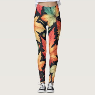 Herbst Ahornblätter Farbige Muster Leggings