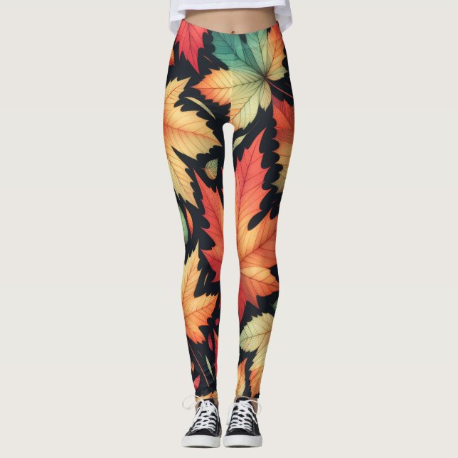 Herbst Ahornblätter Farbige Muster  Leggings (Vorderseite)