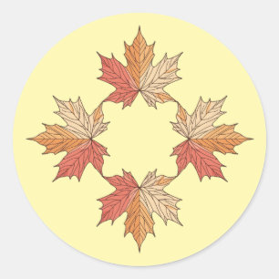 Herbst-Ahornblätter-Geometrie Runder Aufkleber