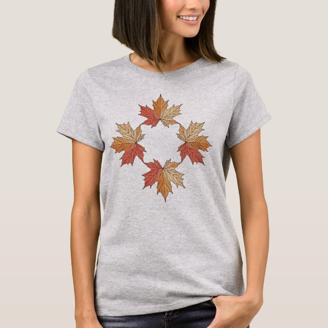 Herbst-Ahornblätter-Geometrie T-Shirt (Vorderseite)