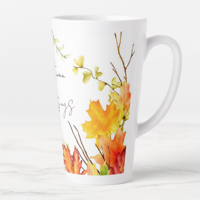 Herbst-Ahornblätter mit individuellem Text    Milchtasse (Rechts)