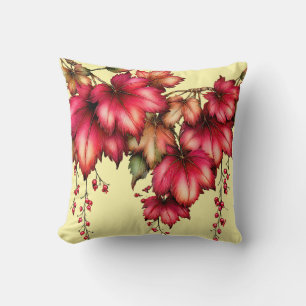Herbst-Ahornblätter mit roten Beeren Fall Design Kissen