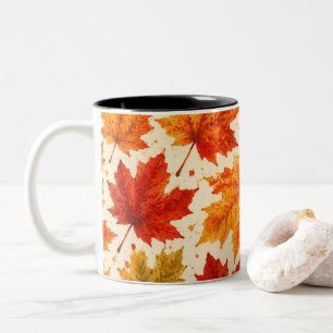 Herbst-Ahornblätter-Muster Herbst Orange-Rotes B Zweifarbige Tasse