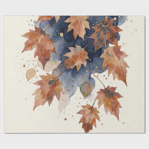 Herbst-Ahornblätter Navy Gold Aquarell Geschenkpapier