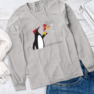 Herbst-Ahornblätter und niedlicher lustiger Pingui Tri-Blend Shirt