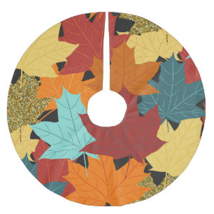 Herbst-Ahornblätter Vintage-Illustration Polyester Weihnachtsbaumdecke