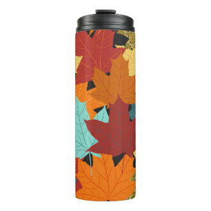 Herbst-Ahornblätter Vintage-Illustration Thermosbecher