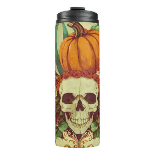 Herbst/Alloween/Kürbis/Skelett Thermosbecher