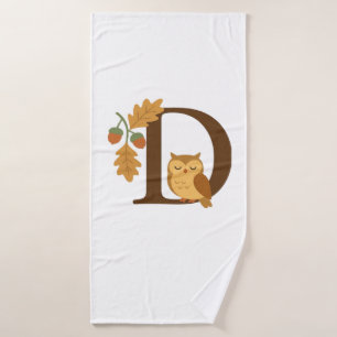 Herbst-Alphabet-Monogramm Buchstabe D � Eule mit E Badehandtuch
