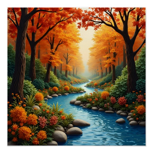 Herbst am Fluss Poster (Vorderseite)