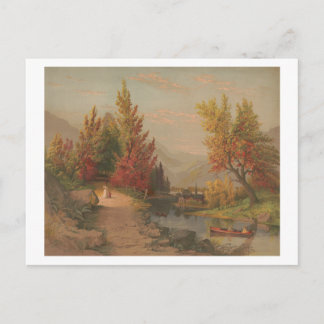 Herbst am Lehigh Chromolithographie 1882 Feiertagspostkarte
