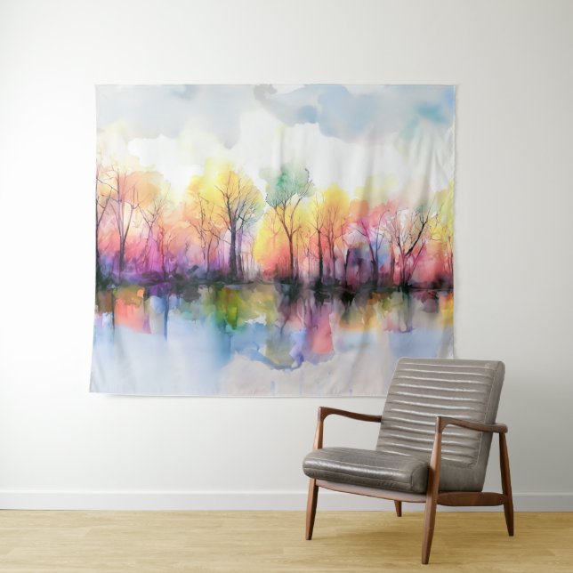Herbst am See Wandteppich (Beispiel (Horizontal))