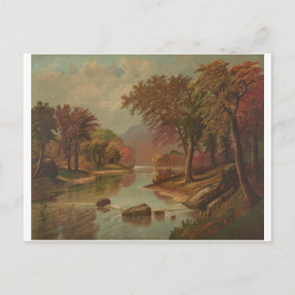 Herbst am Wissahickon Lithographie 1880 Feiertagspostkarte