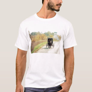 Herbst-amisches Pferd und Buggy T-Shirt